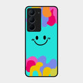 Cute Blue Smiley Multicolor Glass Case For Realme Narzo 80X 5G