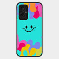 Cute Blue Smiley Multicolor Glass Case For Redmi 11 Prime 4G