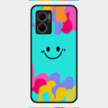 Cute Blue Smiley Multicolor Glass Case For Redmi 11 Prime 5G