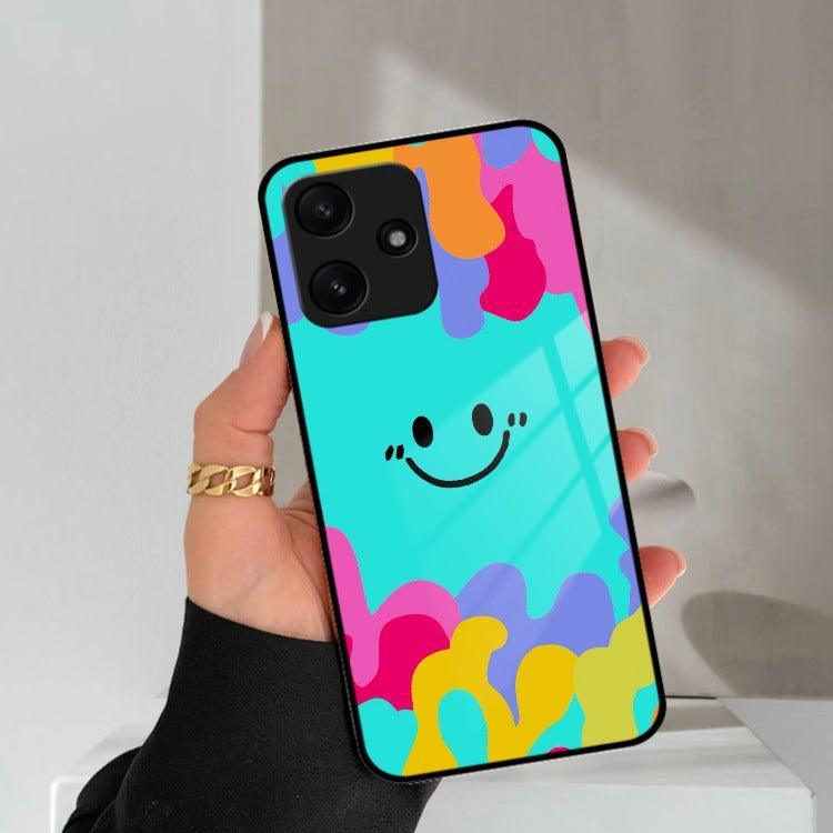 Cute Blue Smiley Multicolor Glass Case For Redmi/Xiaomi - ShopOnCliQ