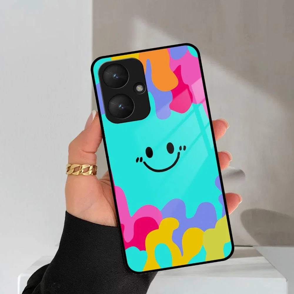 Cute Blue Smiley Multicolor Glass Case For Redmi/Xiaomi - ShopOnCliQ