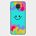 Cute Blue Smiley Multicolor Glass Case For Redmi Note 10 Lite