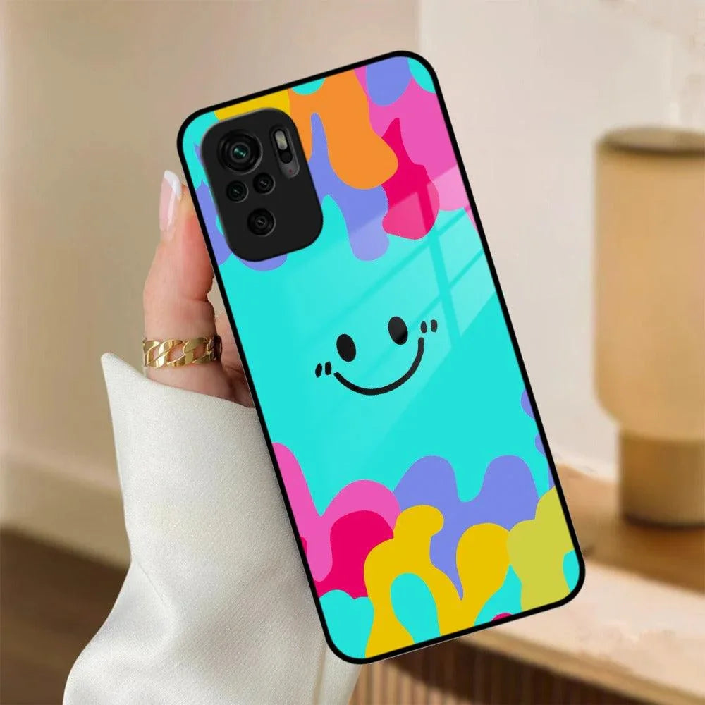 Cute Blue Smiley Multicolor Glass Case For Redmi/Xiaomi - ShopOnCliQ