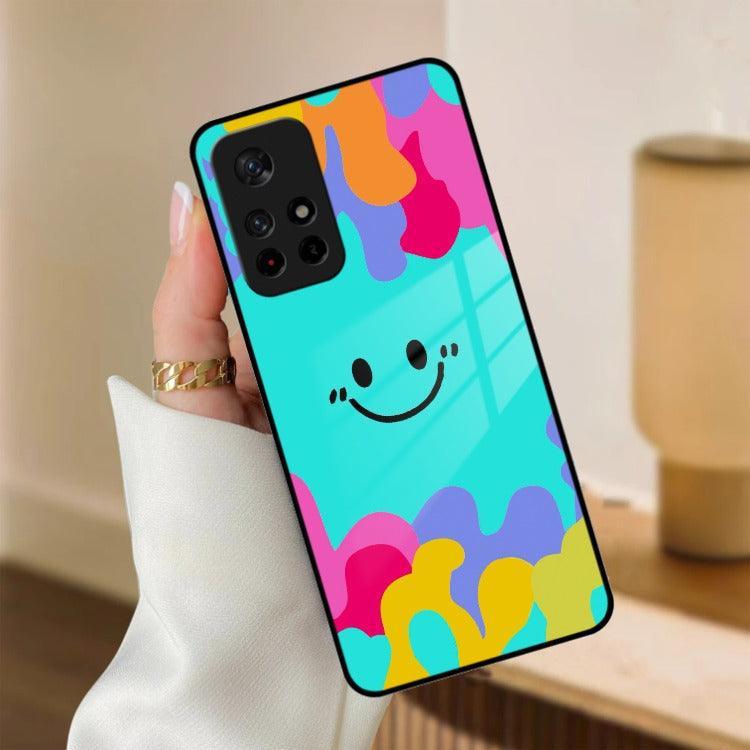 Cute Blue Smiley Multicolor Glass Case For Redmi/Xiaomi - ShopOnCliQ