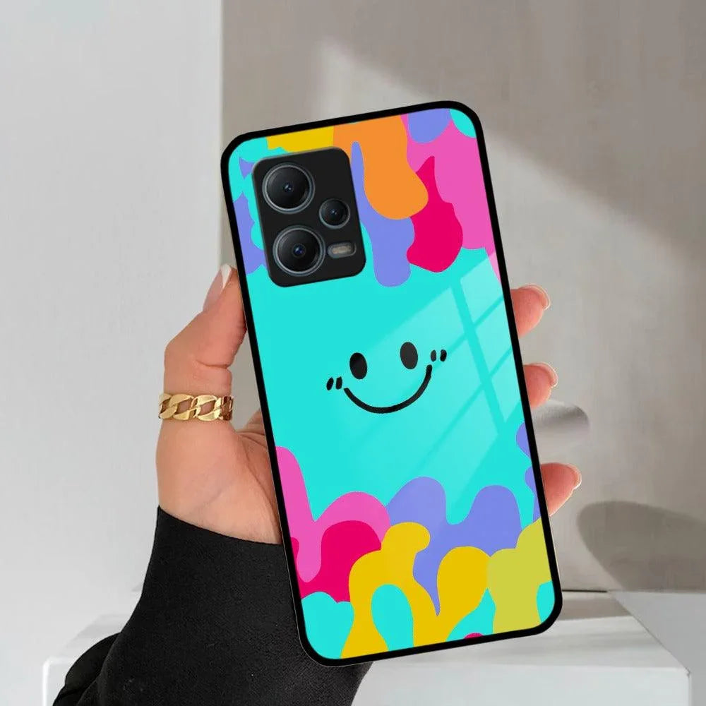 Cute Blue Smiley Multicolor Glass Case For Redmi/Xiaomi - ShopOnCliQ