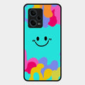 Cute Blue Smiley Multicolor Glass Case For Redmi Note 12 Pro Plus 5G
