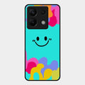 Cute Blue Smiley Multicolor Glass Case For Redmi Note 13 Pro 5G