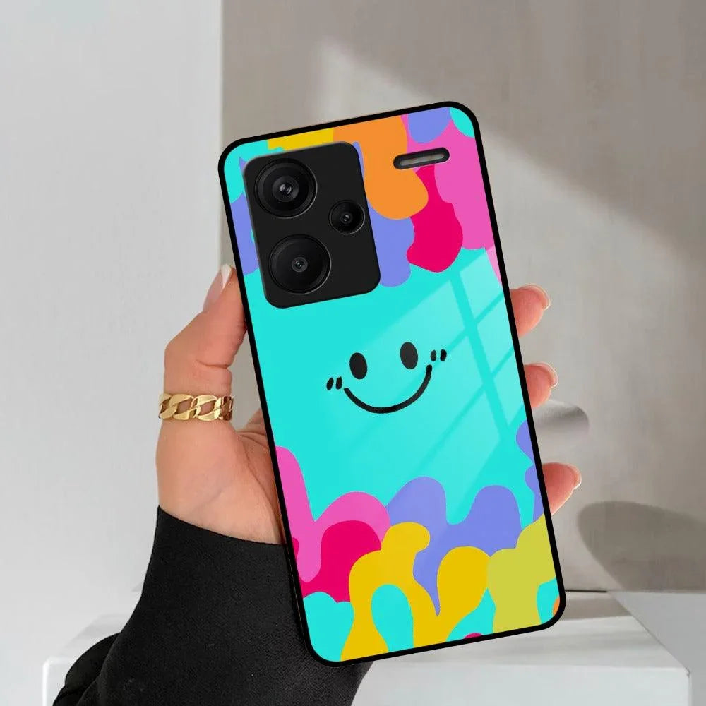 Cute Blue Smiley Multicolor Glass Case For Redmi/Xiaomi - ShopOnCliQ