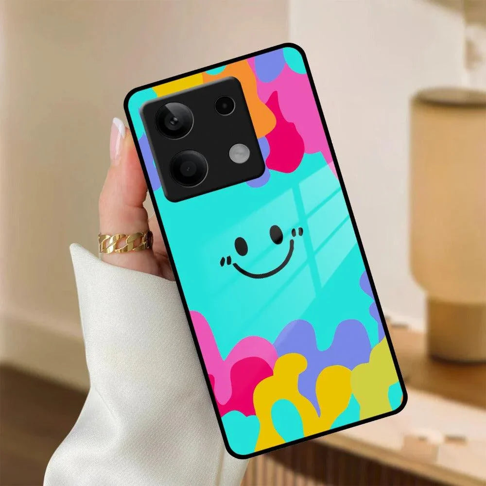 Cute Blue Smiley Multicolor Glass Case For Redmi/Xiaomi - ShopOnCliQ