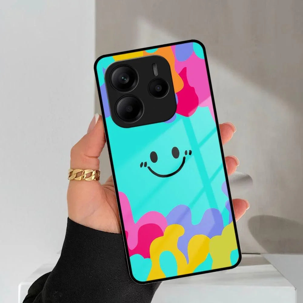 Cute Blue Smiley Multicolor Glass Case For Redmi/Xiaomi - ShopOnCliQ
