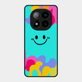 Cute Blue Smiley Multicolor Glass Case For Redmi Note 14 Pro Plus 5G