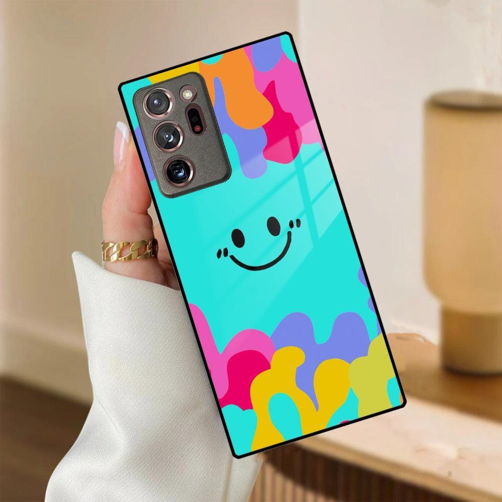 Cute Blue Smiley Multicolor Glass Case For Samsung - ShopOnCliQ