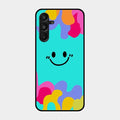 Cute Blue Smiley Multicolor Glass Case For Samsung Galaxy A16 5G