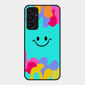 Cute Blue Smiley Multicolor Glass Case For Samsung Galaxy A25 5G