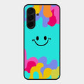 Cute Blue Smiley Multicolor Glass Case For Samsung Galaxy A36 5G