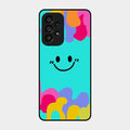 Cute Blue Smiley Multicolor Glass Case For Samsung Galaxy A53 5G