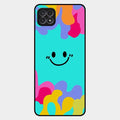 Cute Blue Smiley Multicolor Glass Case For Samsung Galaxy F42 5G