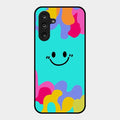 Cute Blue Smiley Multicolor Glass Case For Samsung Galaxy M16 5G