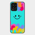 Cute Blue Smiley Multicolor Glass Case For Samsung Galaxy M33 5G
