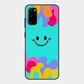 Cute Blue Smiley Multicolor Glass Case For Samsung Galaxy S20