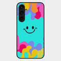 Cute Blue Smiley Multicolor Glass Case For Samsung Galaxy S23 Fe 5G