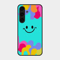 Cute Blue Smiley Multicolor Glass Case For Samsung Galaxy S24 Fe 5G
