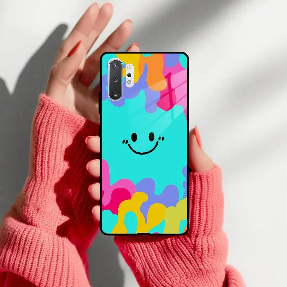 Cute Blue Smiley Multicolor Glass Case For Samsung - ShopOnCliQ