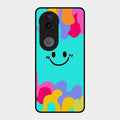 Cute Blue Smiley Multicolor Glass Case For Vivo T4R 5G