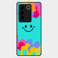 Cute Blue Smiley Multicolor Glass Case For Vivo V27 Pro 5G