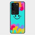Cute Blue Smiley Multicolor Glass Case For Vivo V29 5G