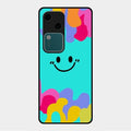 Cute Blue Smiley Multicolor Glass Case For Vivo V30 5G