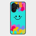 Cute Blue Smiley Multicolor Glass Case For Vivo V60 5G