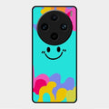 Cute Blue Smiley Multicolor Glass Case For Vivo X100 Pro 5G