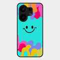 Cute Blue Smiley Multicolor Glass Case For Vivo X200 Fe 5G