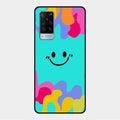 Cute Blue Smiley Multicolor Glass Case For Vivo X60 5G
