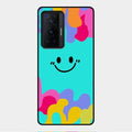 Cute Blue Smiley Multicolor Glass Case For Vivo X70 Pro 5G