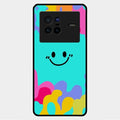 Cute Blue Smiley Multicolor Glass Case For Vivo X80 5G