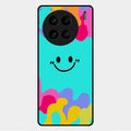 Cute Blue Smiley Multicolor Glass Case For Vivo X90 Pro 5G