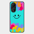 Cute Blue Smiley Multicolor Glass Case For Vivo Y100 5G