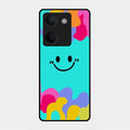 Cute Blue Smiley Multicolor Glass Case For Vivo Y200 Pro 5G
