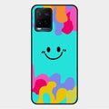 Cute Blue Smiley Multicolor Glass Case For Vivo Y21G