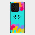 Cute Blue Smiley Multicolor Glass Case For Vivo Y22