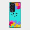 Cute Blue Smiley Multicolor Glass Case For Vivo Y29 5G