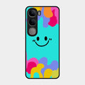 Cute Blue Smiley Multicolor Glass Case For Vivo Y300 5G