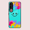 Cute Blue Smiley Multicolor Glass Case For Vivo Y31 5G