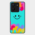 Cute Blue Smiley Multicolor Glass Case For Vivo Y36