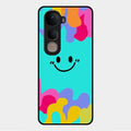 Cute Blue Smiley Multicolor Glass Case For Vivo Y400 5G