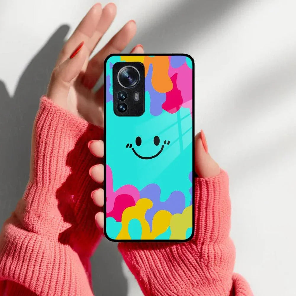Cute Blue Smiley Multicolor Glass Case For Redmi/Xiaomi - ShopOnCliQ