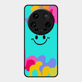 Cute Blue Smiley Multicolor Glass Case For Xiaomi 14 Ultra