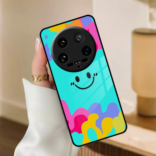 Cute Blue Smiley Multicolor Glass Case For Xiaomi 14 Ultra 5G - ShopOnCliQ